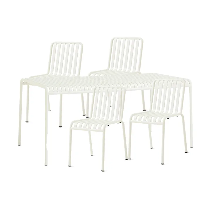 Conjunto de comedor Palissade 4 sillas 170x90 cm, cream white - HAY