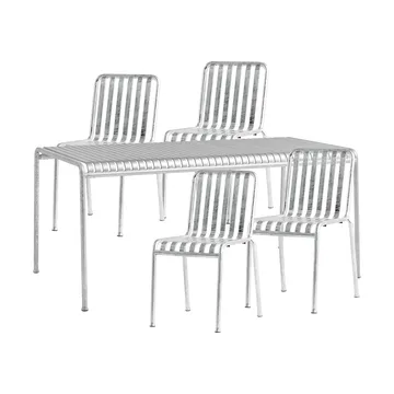 Conjunto de comedor Palissade 4 sillas 170x90 cm, galvanizado - HAY