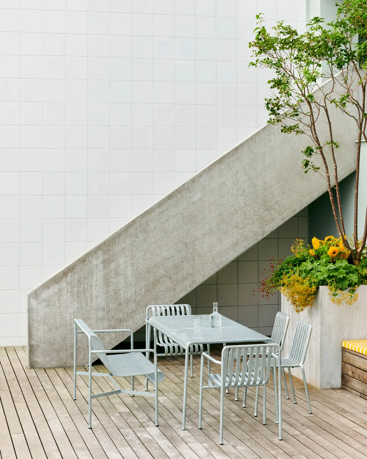 Conjunto de comedor Palissade 4 sillas 170x90 cm, galvanizado HAY