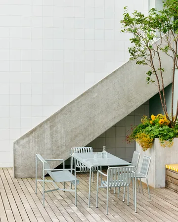 Conjunto de comedor Palissade 4 sillas 170x90 cm, galvanizado - HAY