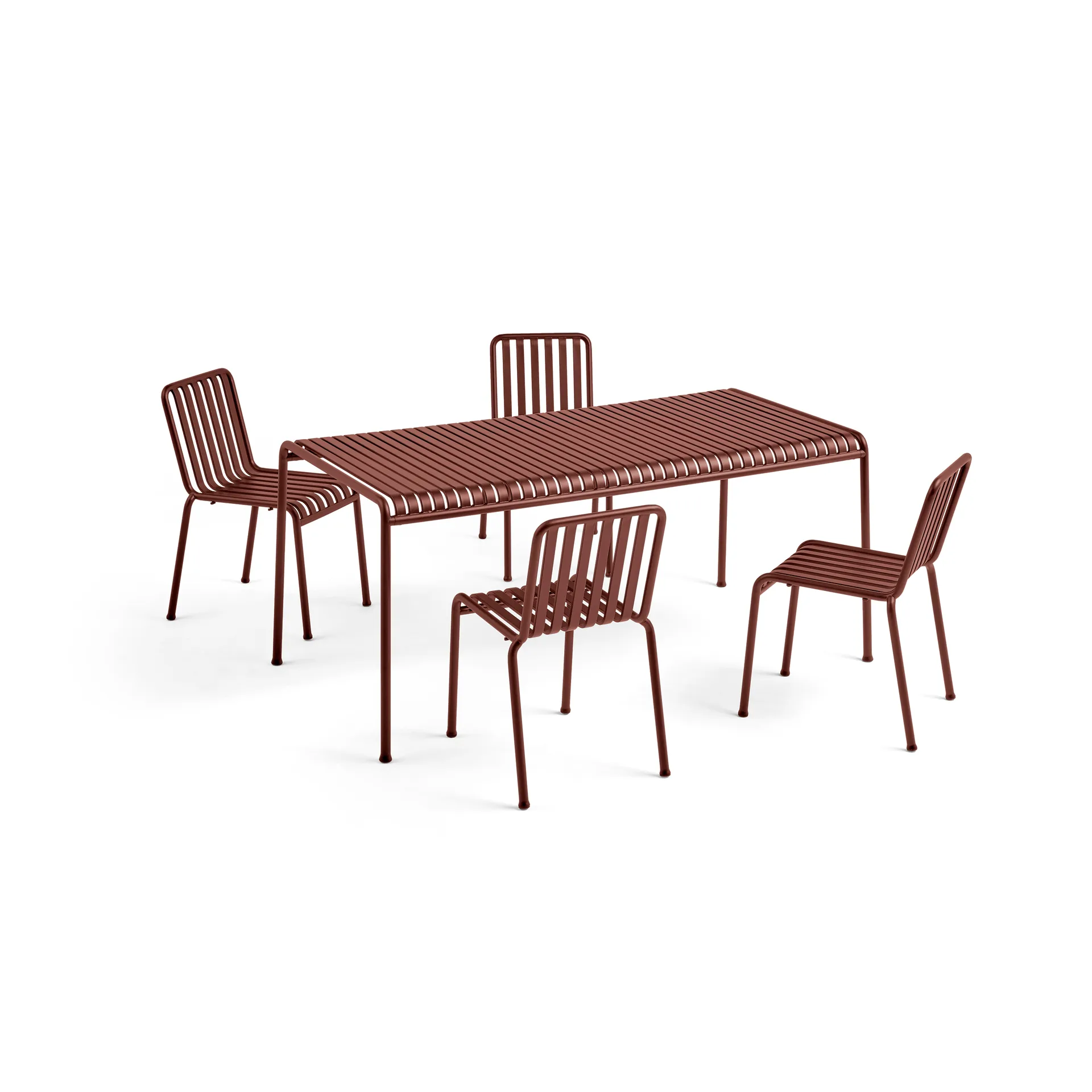 Conjunto de comedor Palissade 4 sillas 170x90 cm - Iron red HAY