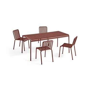 Conjunto de comedor Palissade 4 sillas 170x90 cm - Iron red - HAY