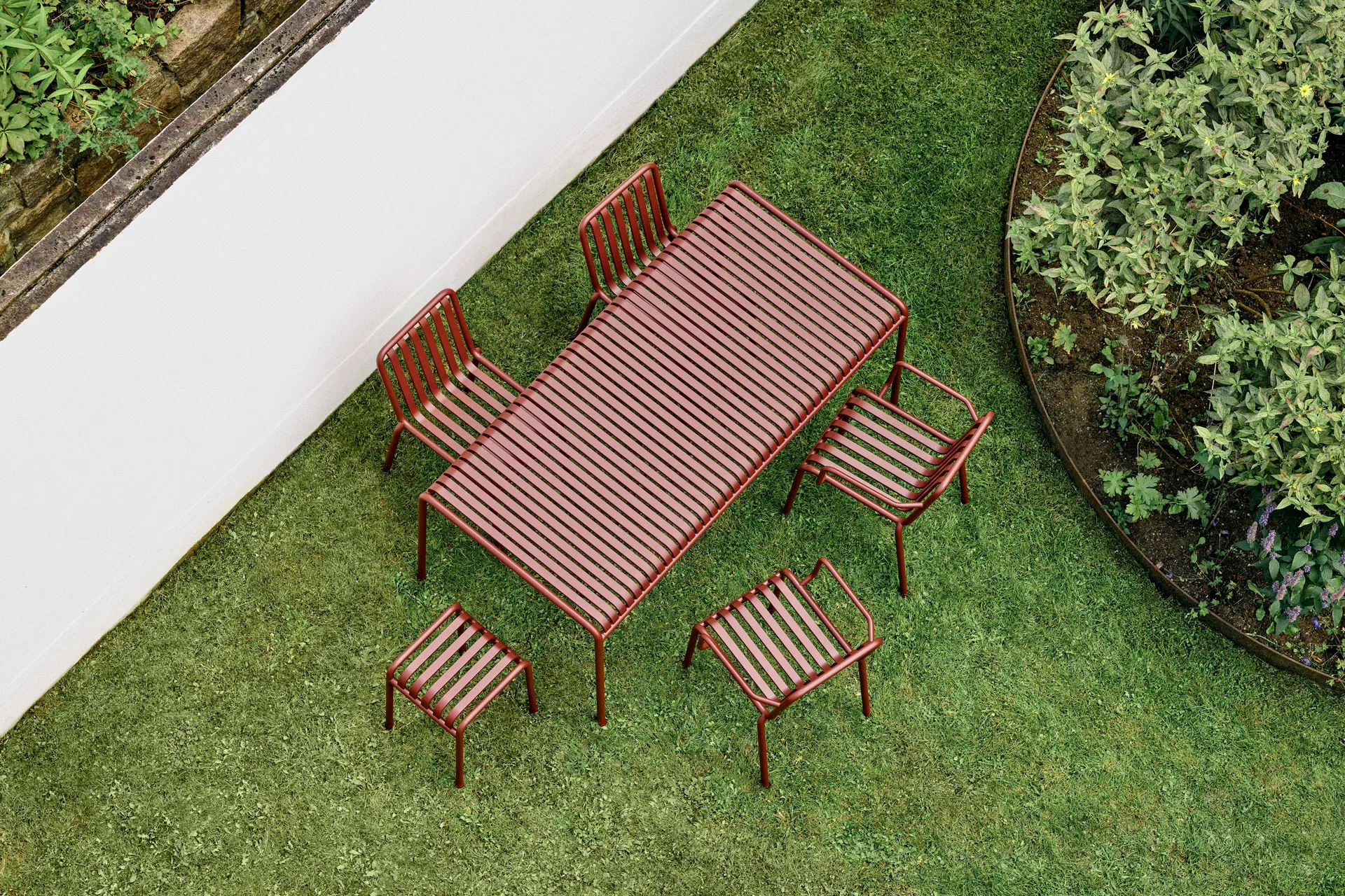Conjunto de comedor Palissade 4 sillas 170x90 cm - Iron red HAY