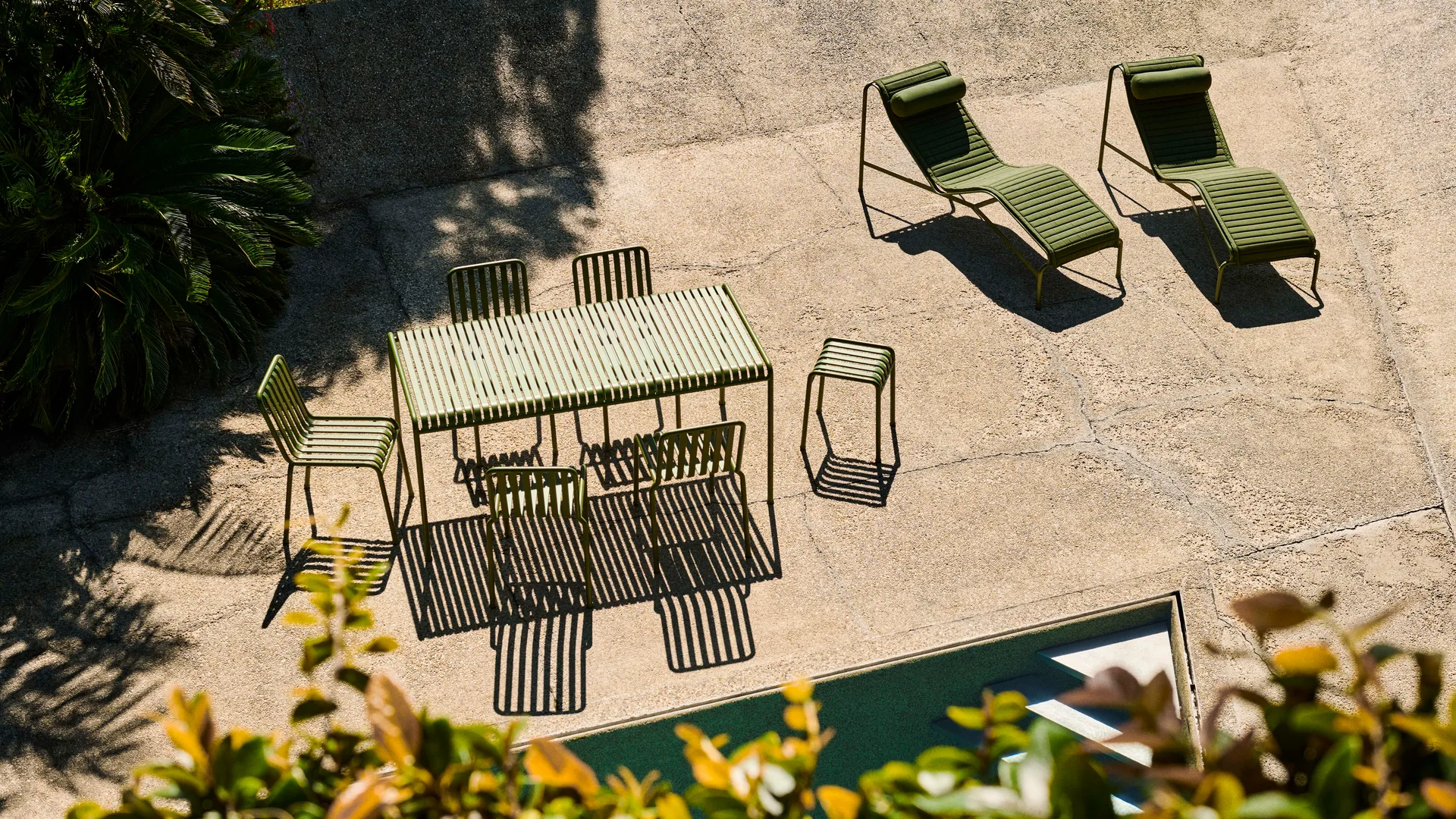 Conjunto de comedor Palissade 4 sillas 170x90 cm - Olive,  HAY