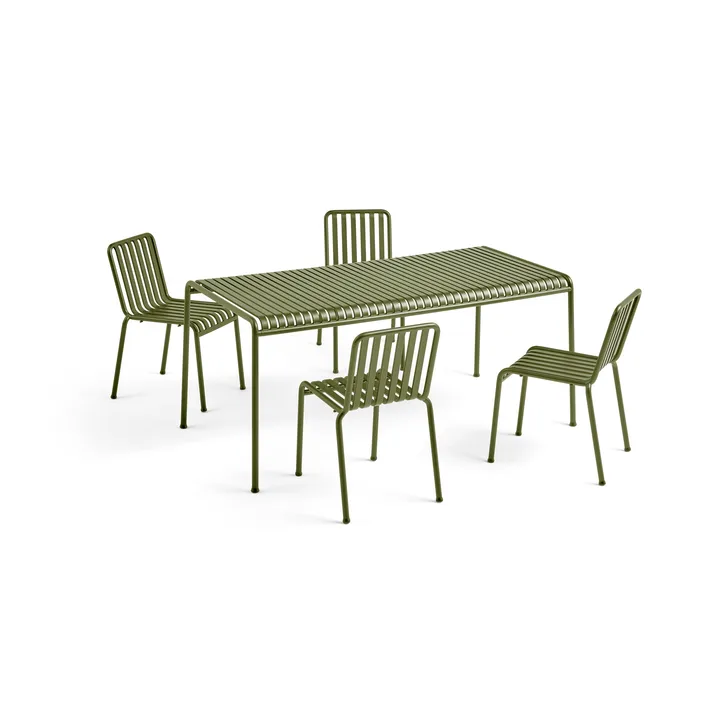 Conjunto de comedor Palissade 4 sillas 170x90 cm - Olive - HAY