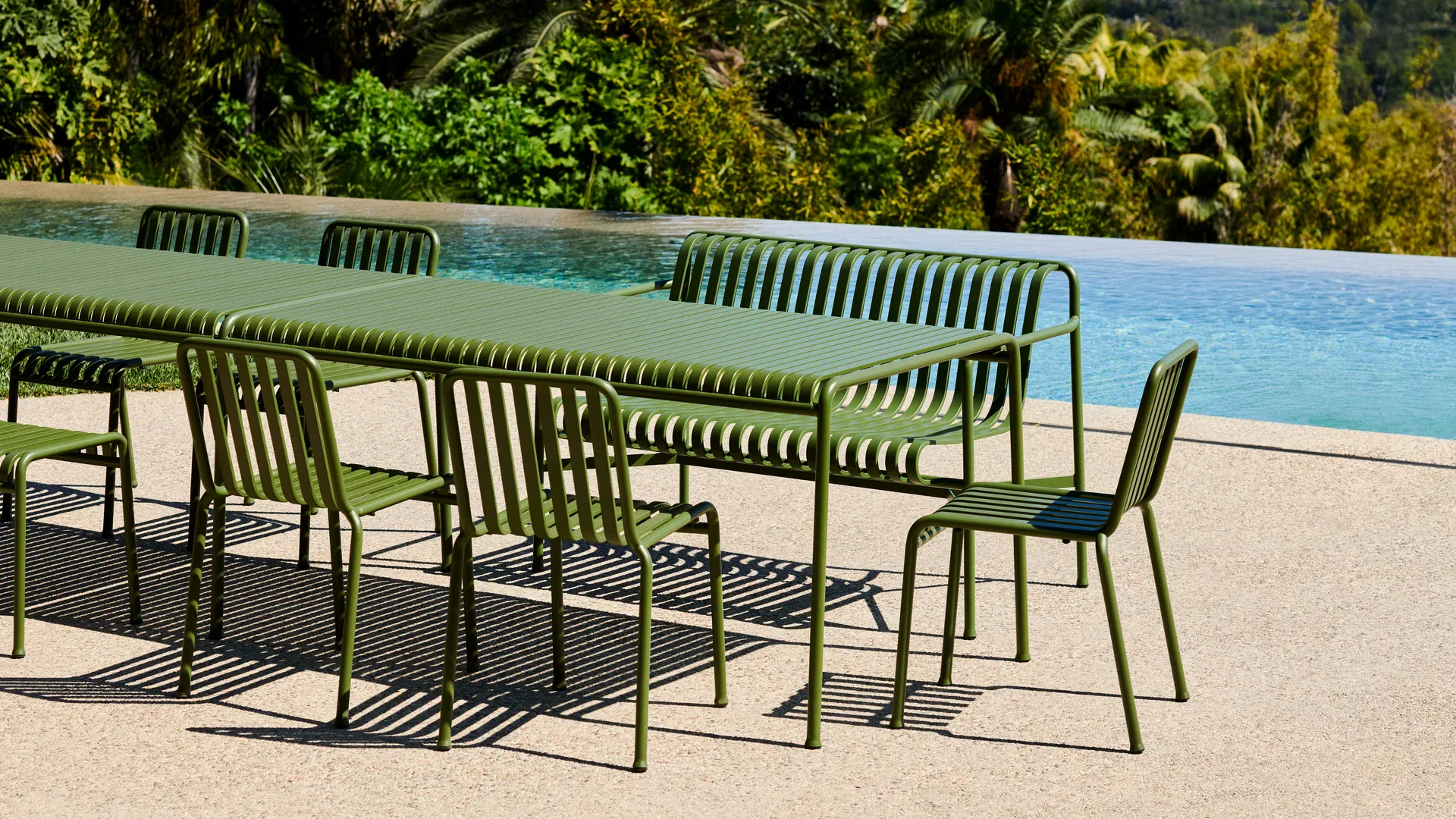 Conjunto de comedor Palissade 4 sillas 170x90 cm - Olive HAY