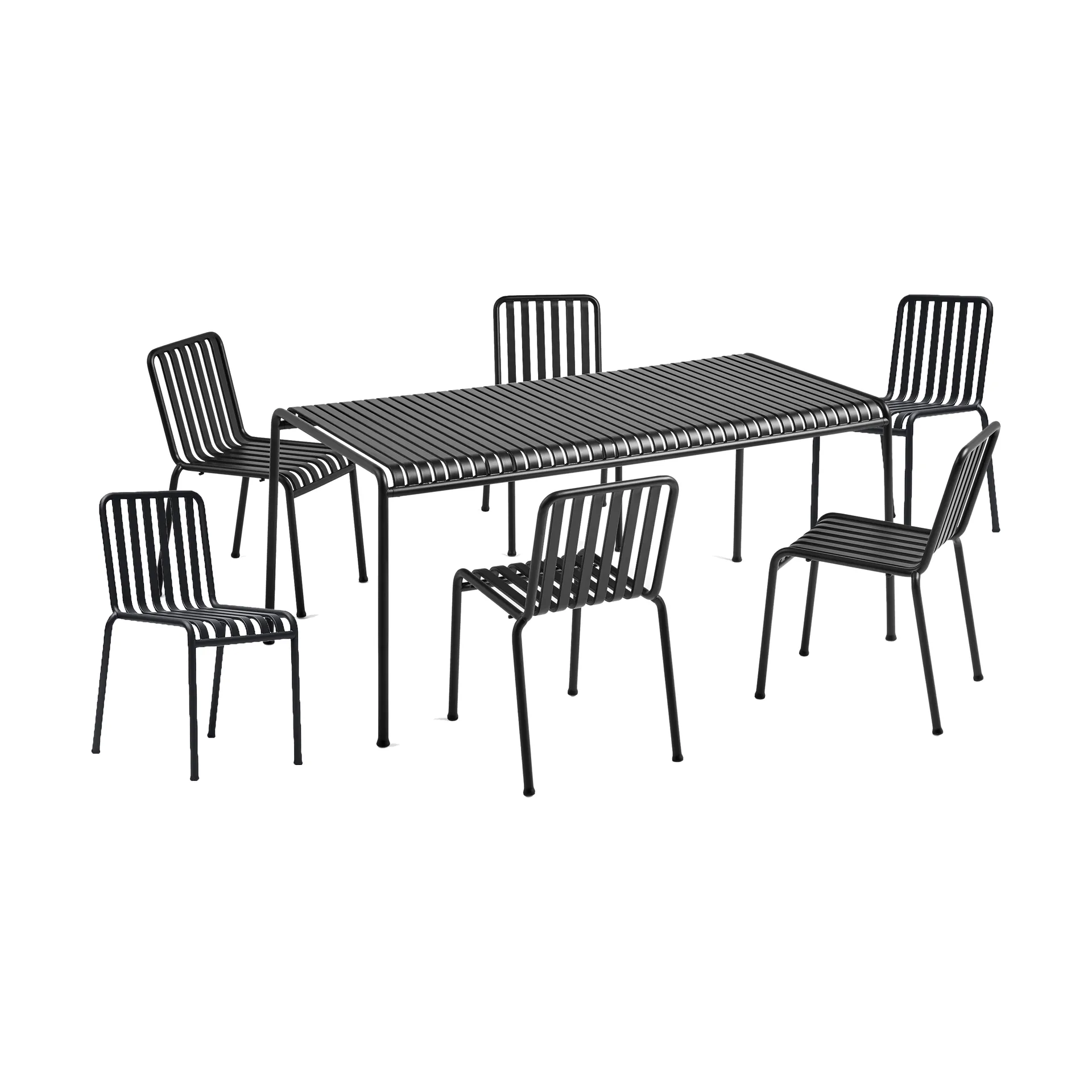 Conjunto de comedor Palissade 6 sillas 170x90 cm, anthracite,  HAY