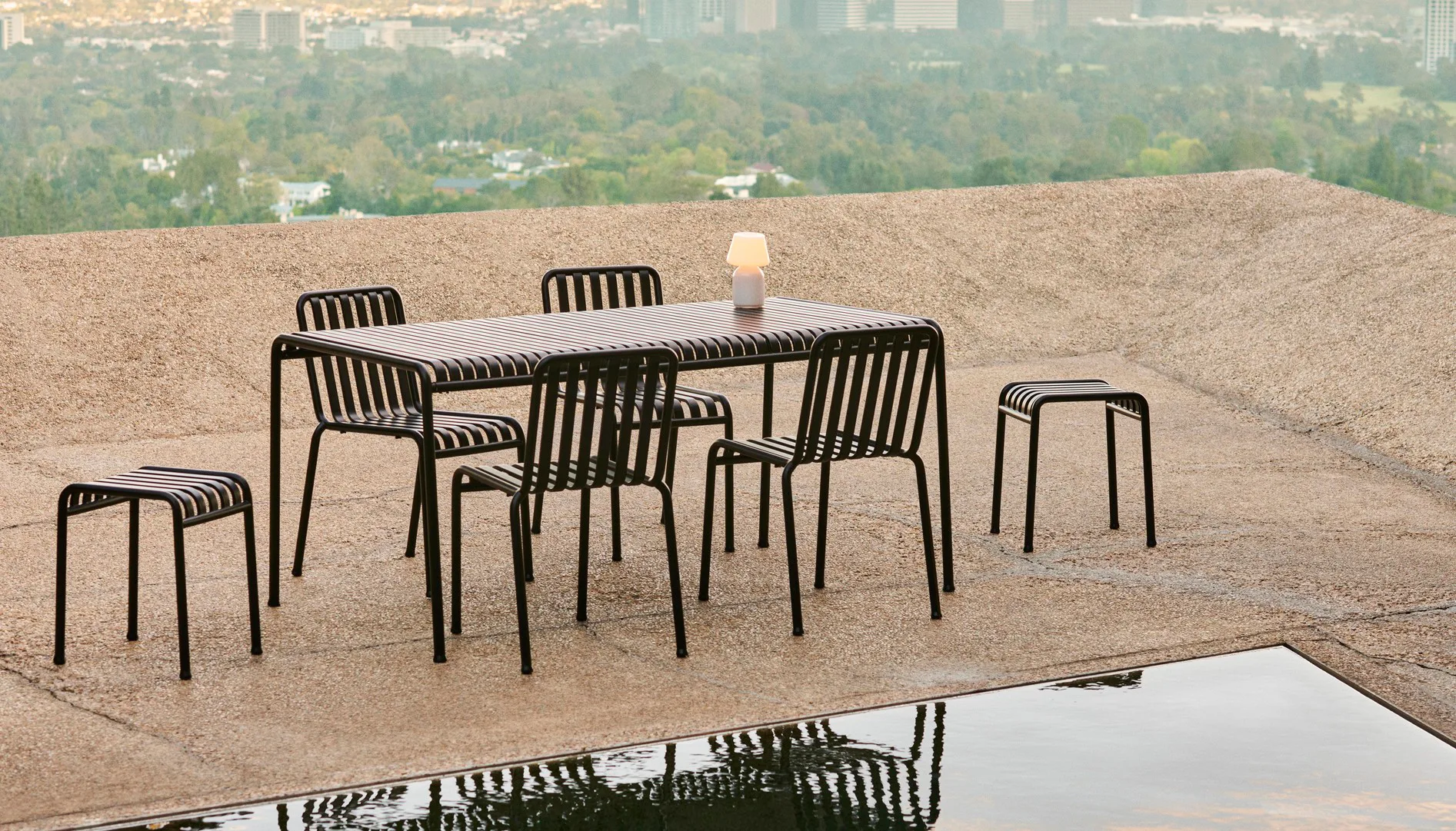 Conjunto de comedor Palissade 6 sillas 170x90 cm, anthracite,  HAY