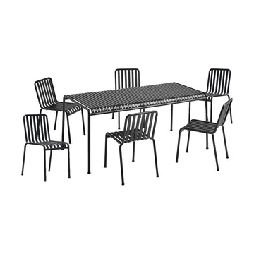 Conjunto de comedor Palissade 6 sillas 170x90 cm, anthracite - HAY