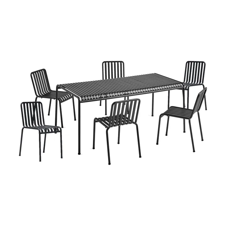 Conjunto de comedor Palissade 6 sillas 170x90 cm, anthracite - HAY