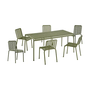 Conjunto de comedor Palissade 6 sillas 170x90 cm, olive - HAY