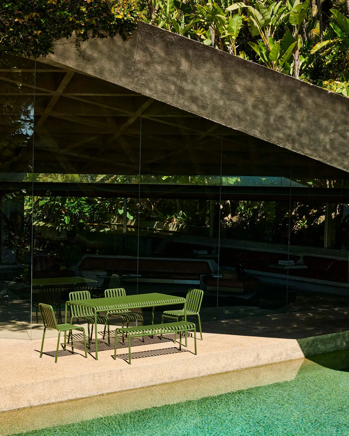 Conjunto de comedor Palissade 6 sillas 170x90 cm, olive,  HAY