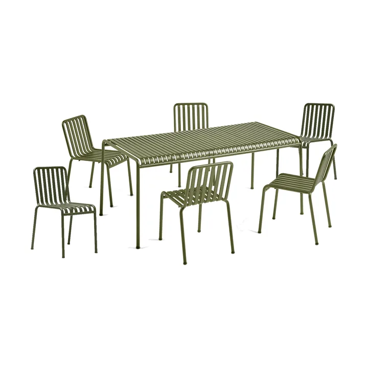 Conjunto de comedor Palissade 6 sillas 170x90 cm, olive - HAY