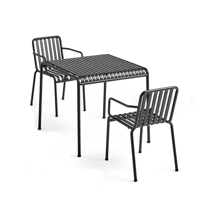 Conjunto de comedor Palissader 2 sillas con reposabrazos 82,5x90 cm, anthracite - HAY