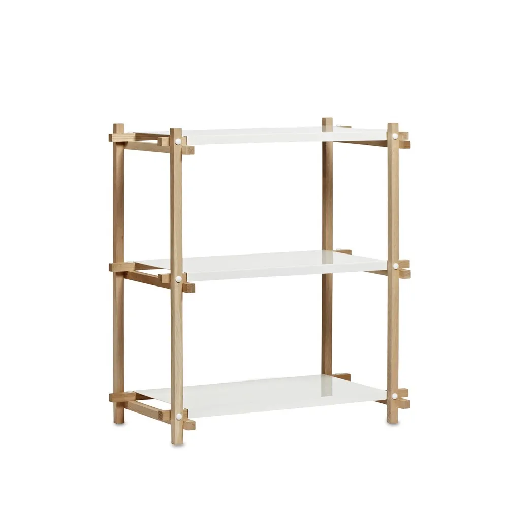 Estantería Woody Column, Oak-white lacquered shelf, low HAY