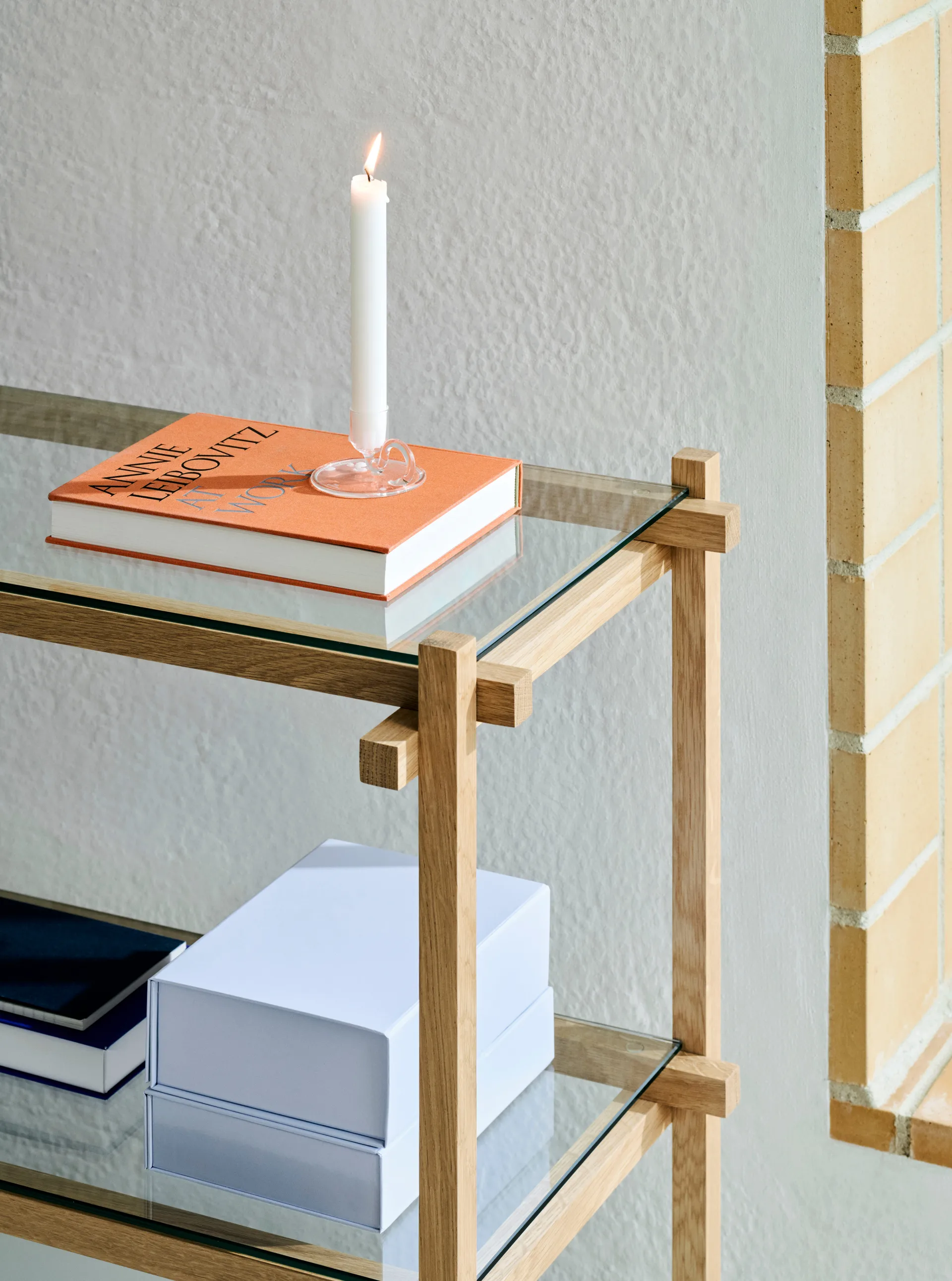 Estantería Woody, Roble-cristal claro, bajo HAY