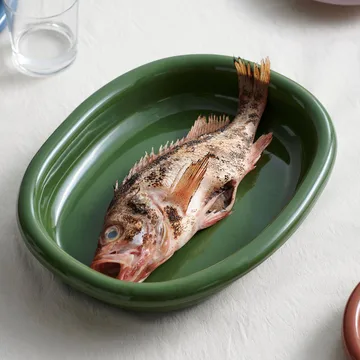 Fuente de servir Barro ovalada - Green, large 27x36 cm - HAY