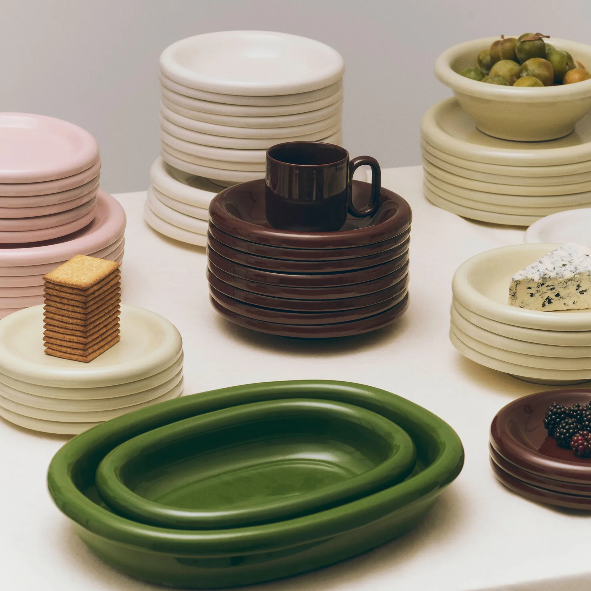 Fuente de servir Barro ovalada, Green, small 20x27,5 cm HAY