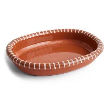 Fuente de servir Barro ovalada - Natural with stripes, large 27x36 cm - HAY