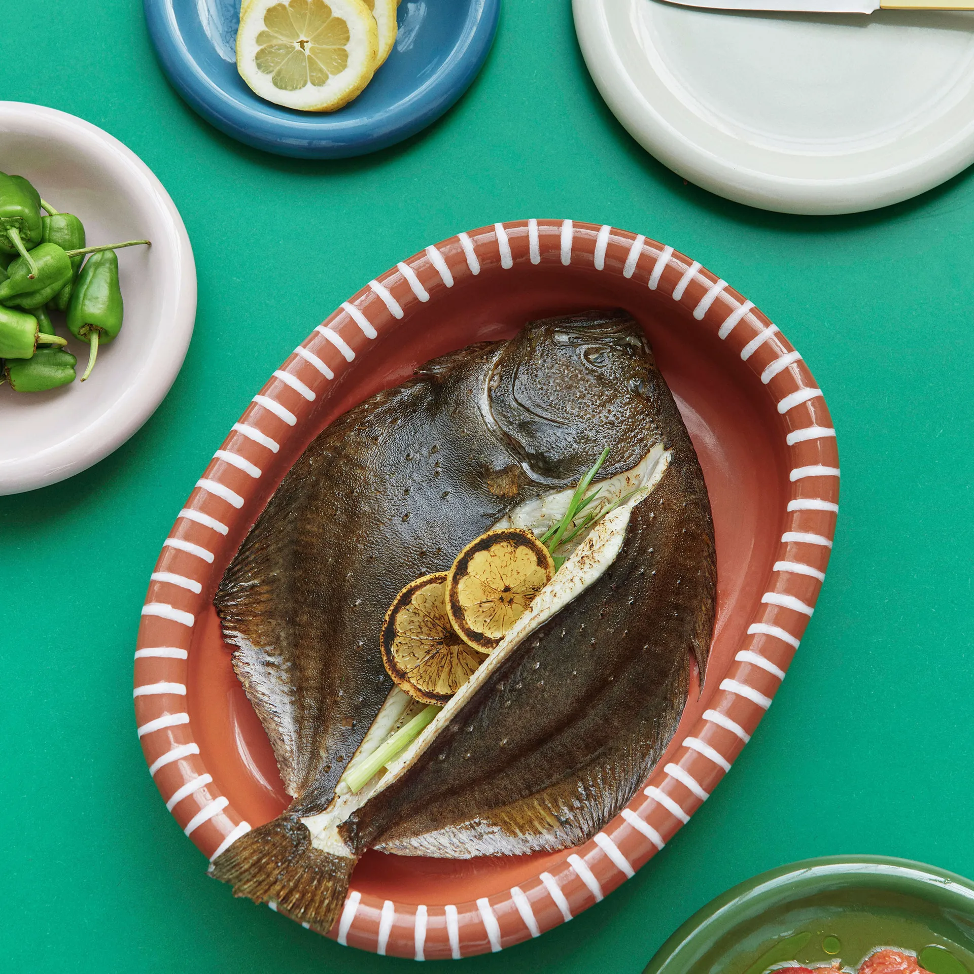 Fuente de servir Barro ovalada, Natural with stripes, large 27x36 cm HAY