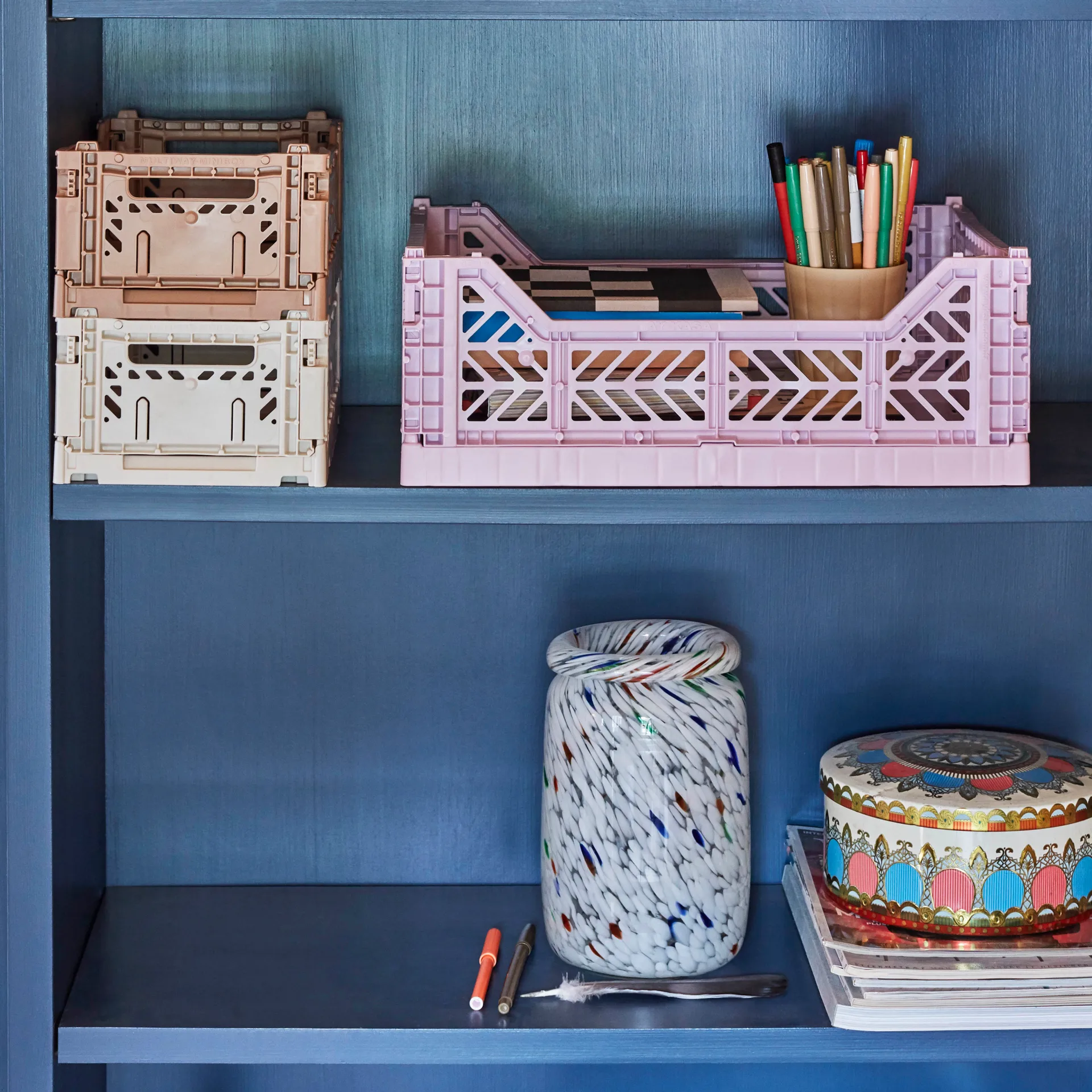 Jarrón Splash Roll Neck M 22 cm, White dot (multi) HAY