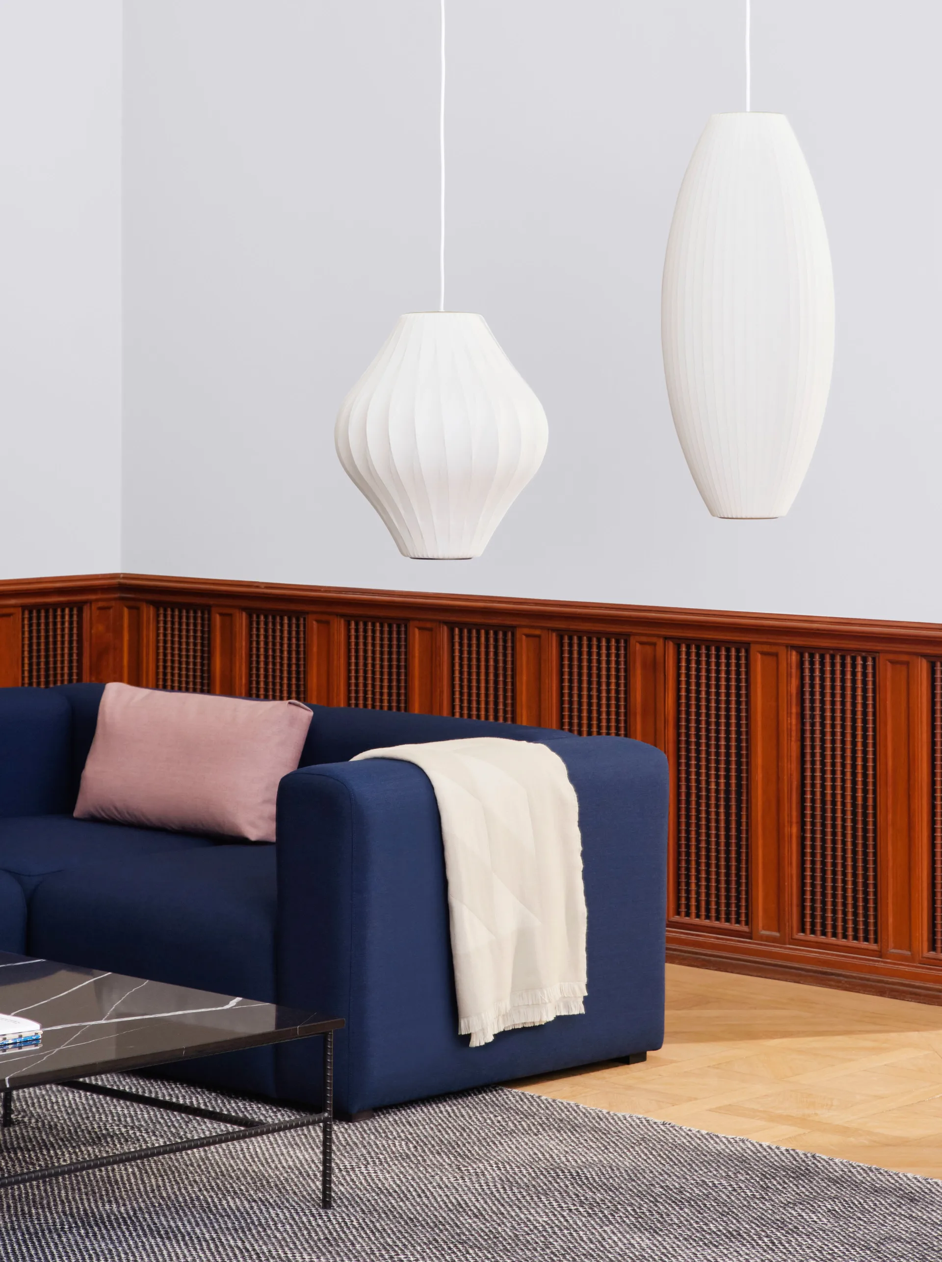 Lámpara colgante Nelson Bubble Pear crisscross M, Off white HAY