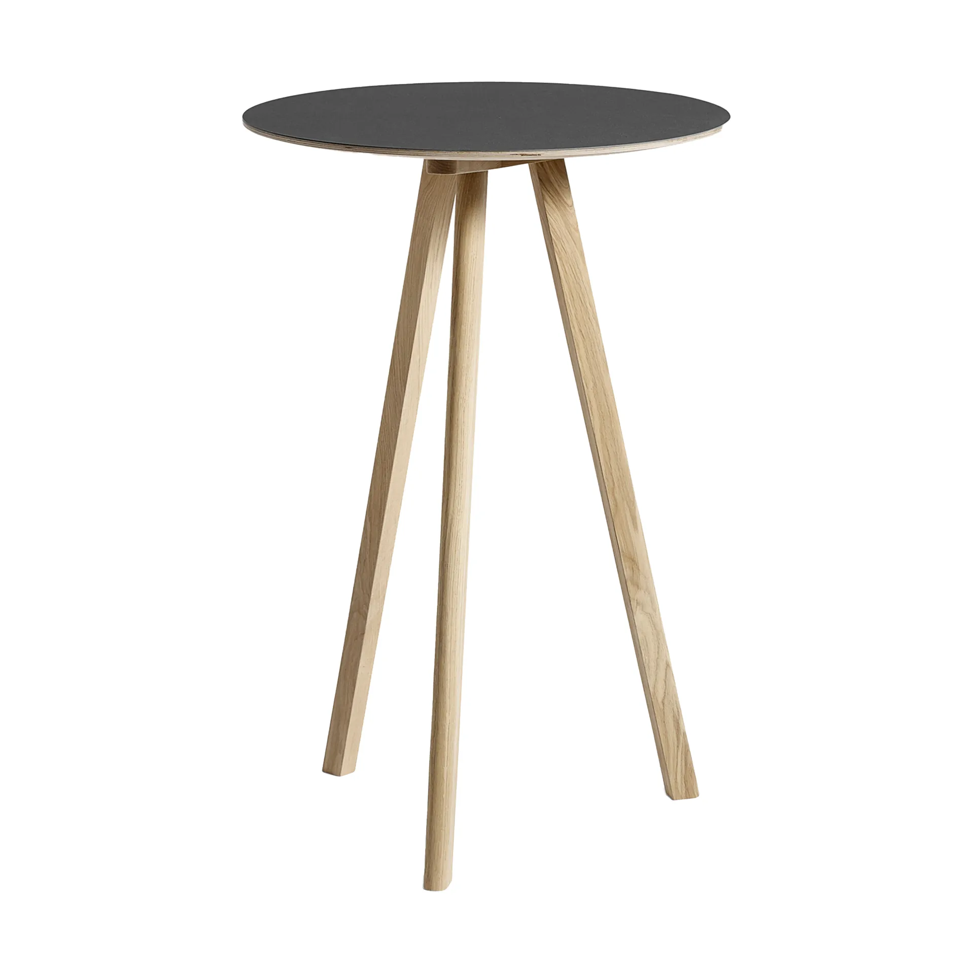 Mesa alta CPH20 2.0, Ø70 cm, Black linoleum-roble lacado HAY