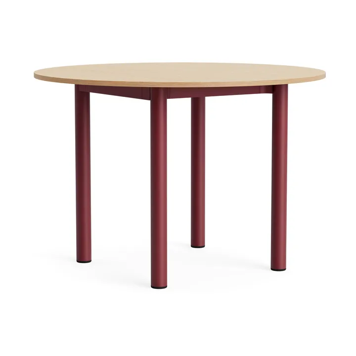 Mesa Annex Round - Roble lacado – barn red aluminium, Ø110 cm - HAY
