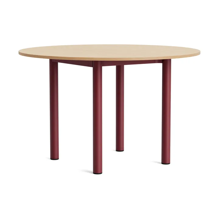 Mesa Annex Round - Roble lacado – barn red aluminium, Ø120 cm - HAY