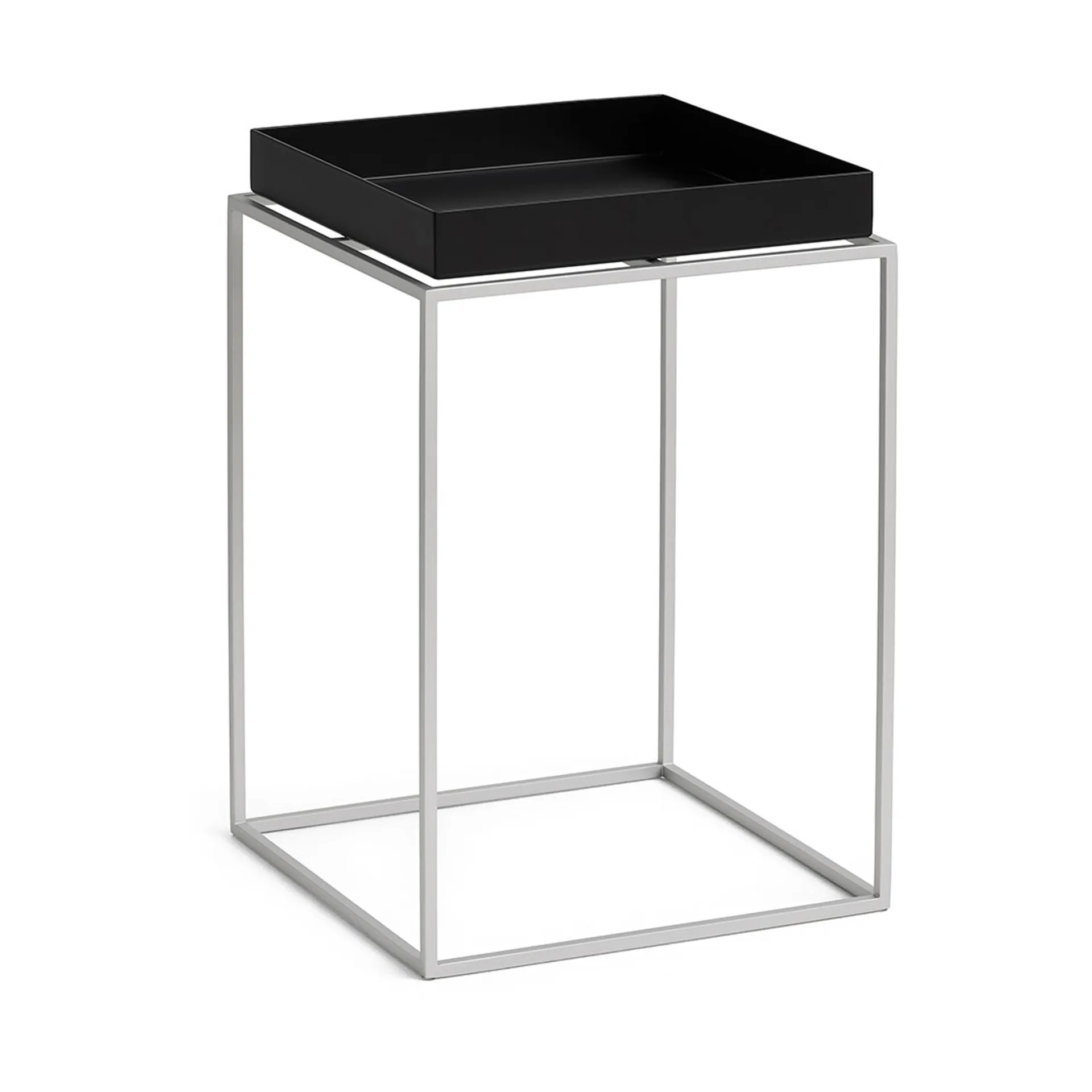 Mesa auxiliar con bandeja Tray Table medium, Black-silicona gris, 30x30x44 cm HAY
