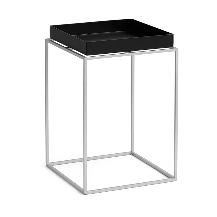 Mesa auxiliar con bandeja Tray Table medium - Black-silicona gris, 30x30x44 cm - HAY