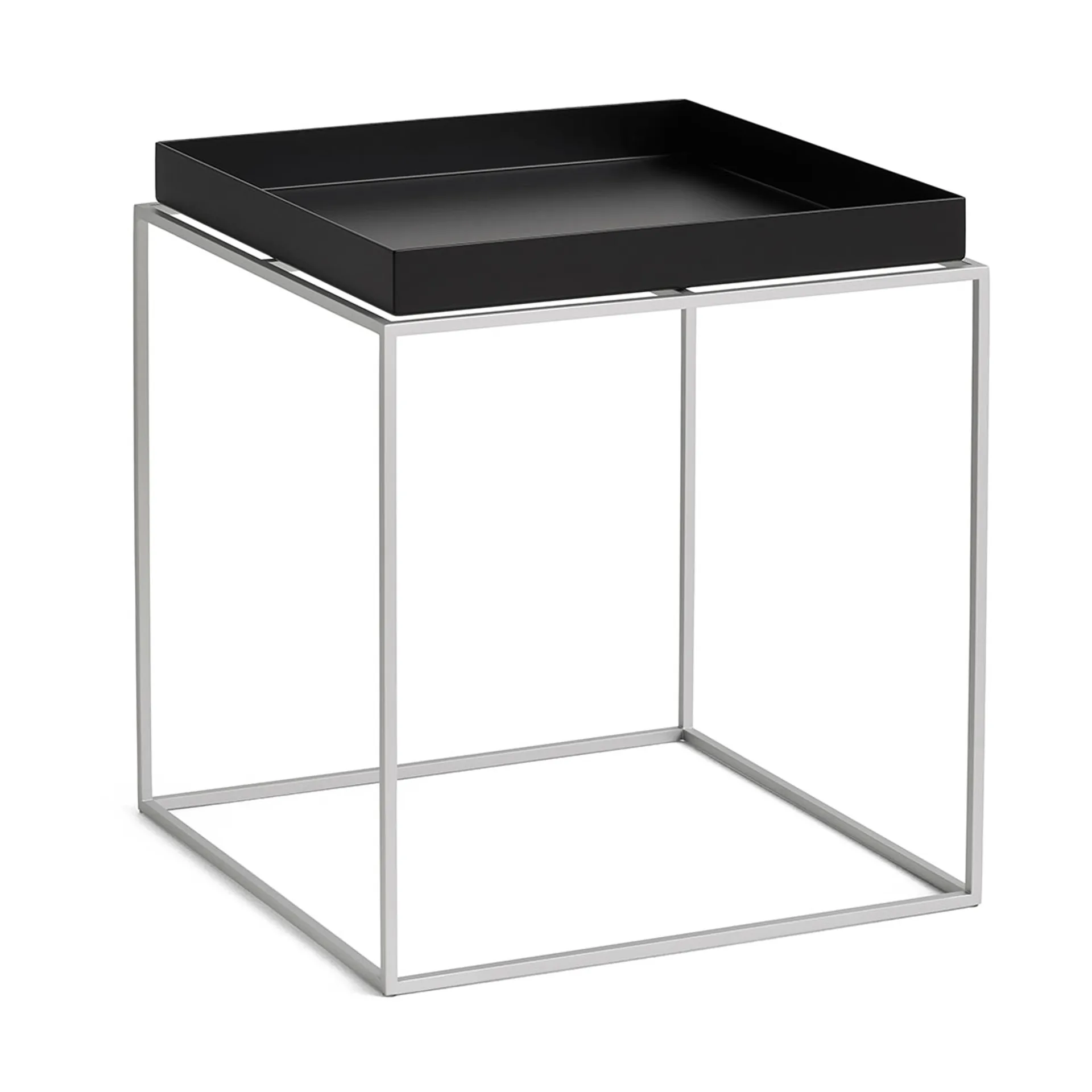 Mesa auxiliar con bandeja Tray Table medium, Black-silicona gris, 40x40x44 cm HAY