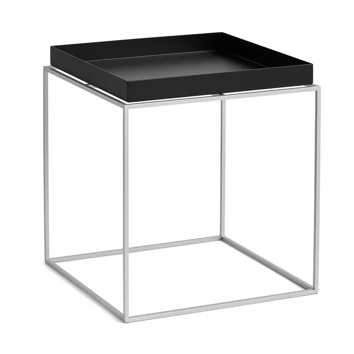 Mesa auxiliar con bandeja Tray Table medium - Black-silicona gris, 40x40x44 cm - HAY