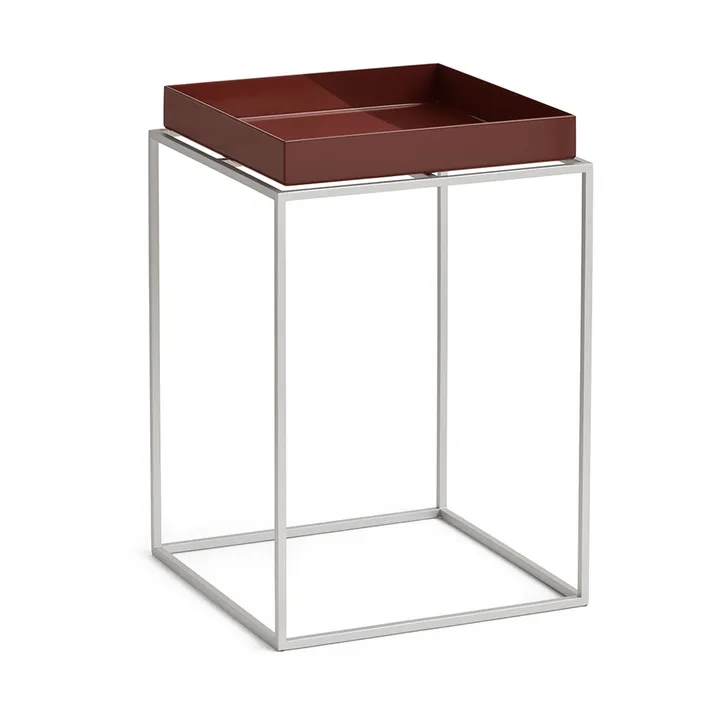 Mesa auxiliar con bandeja Tray Table medium - Chocolate-silicona gris, 30x30x44 cm - HAY
