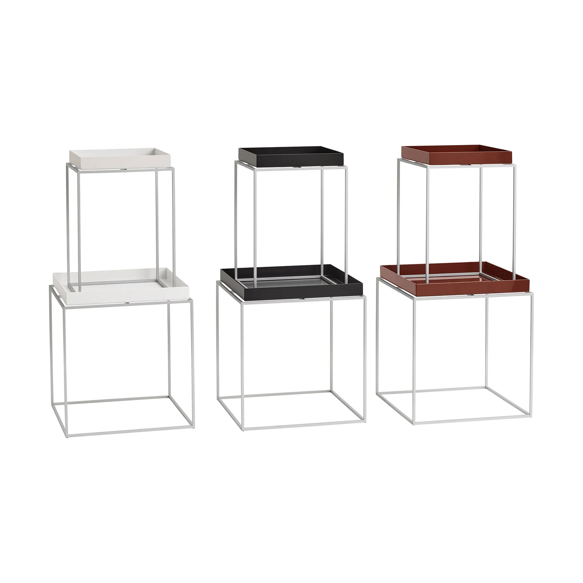 Mesa auxiliar con bandeja Tray Table medium, Chocolate-silicona gris, 30x30x44 cm HAY