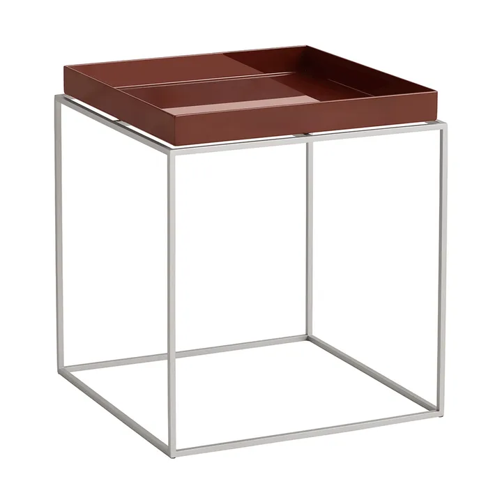Mesa auxiliar con bandeja Tray Table medium - Chocolate-silicona gris, 40x40x44 cm - HAY