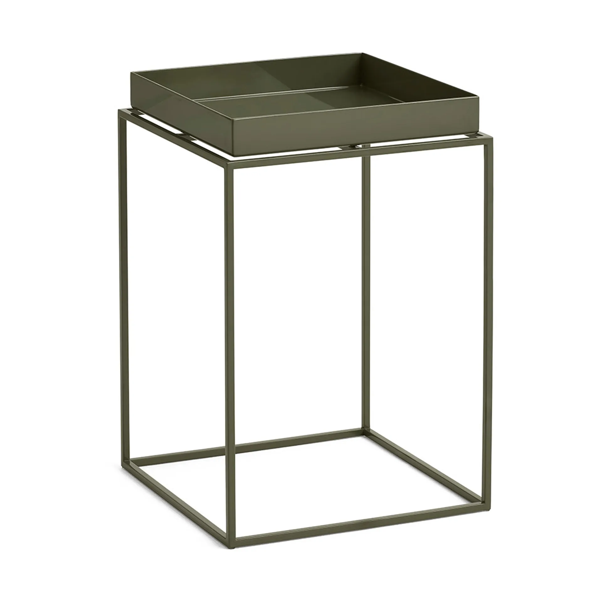 Mesa auxiliar con bandeja Tray Table medium, Olive green, 30x30x44 cm HAY