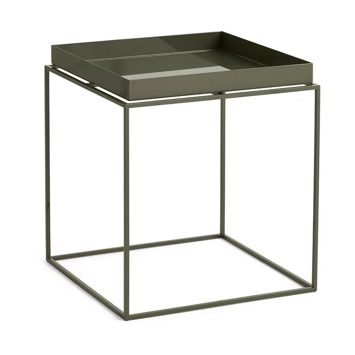 Mesa auxiliar con bandeja Tray Table medium - Olive green, 40x40x44 cm - HAY