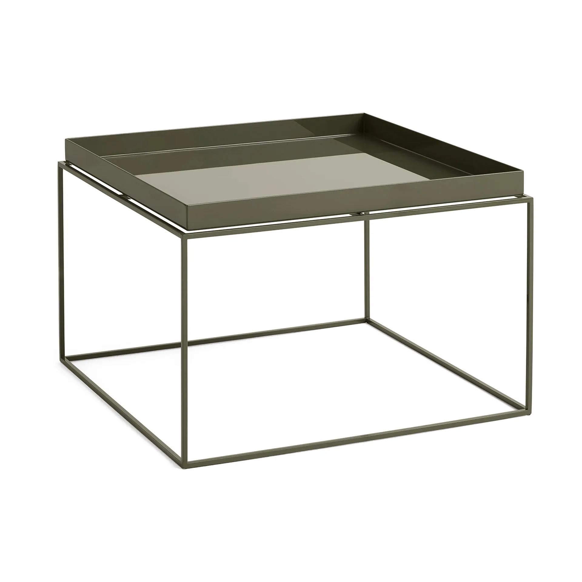 Mesa auxiliar con bandeja Tray Table medium, Olive green, 60x60x39 cm HAY