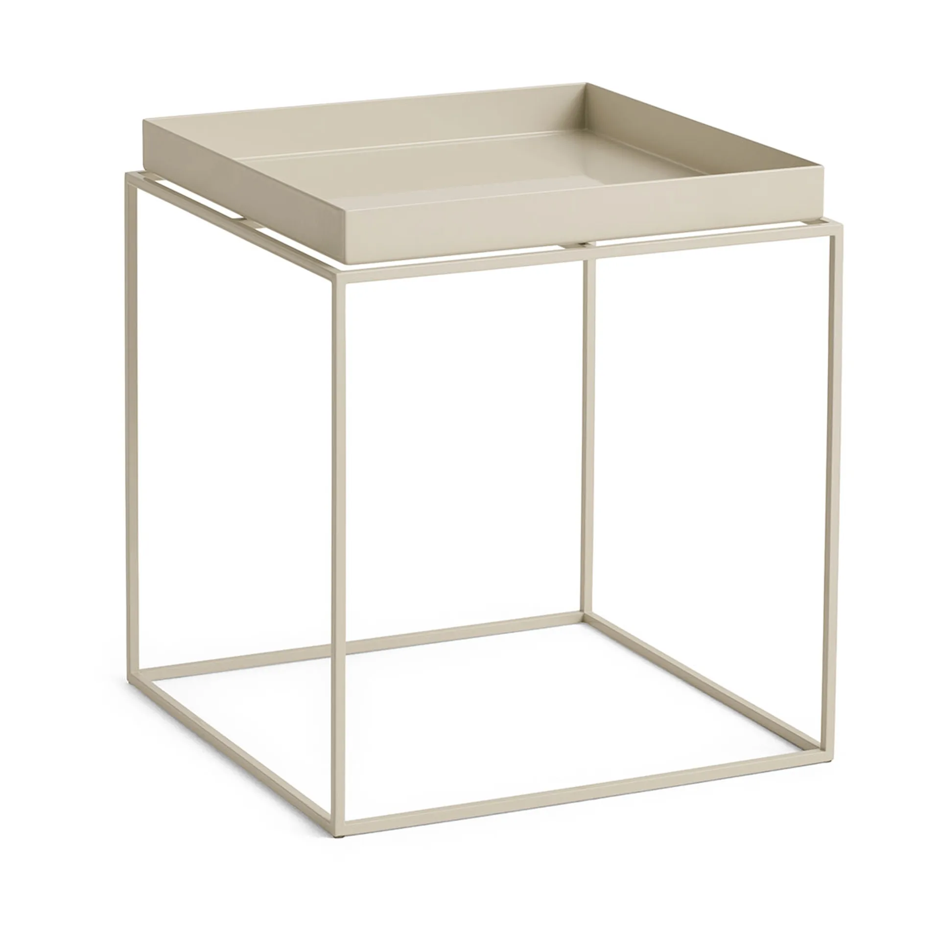 Mesa auxiliar con bandeja Tray Table medium, Warm beige, 40x40x44 cm HAY