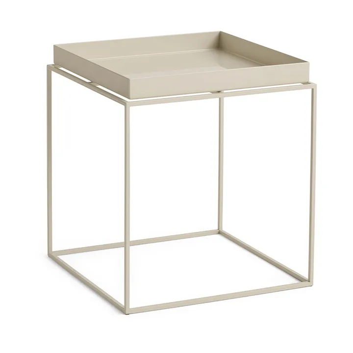 Mesa auxiliar con bandeja Tray Table medium - Warm beige, 40x40x44 cm - HAY