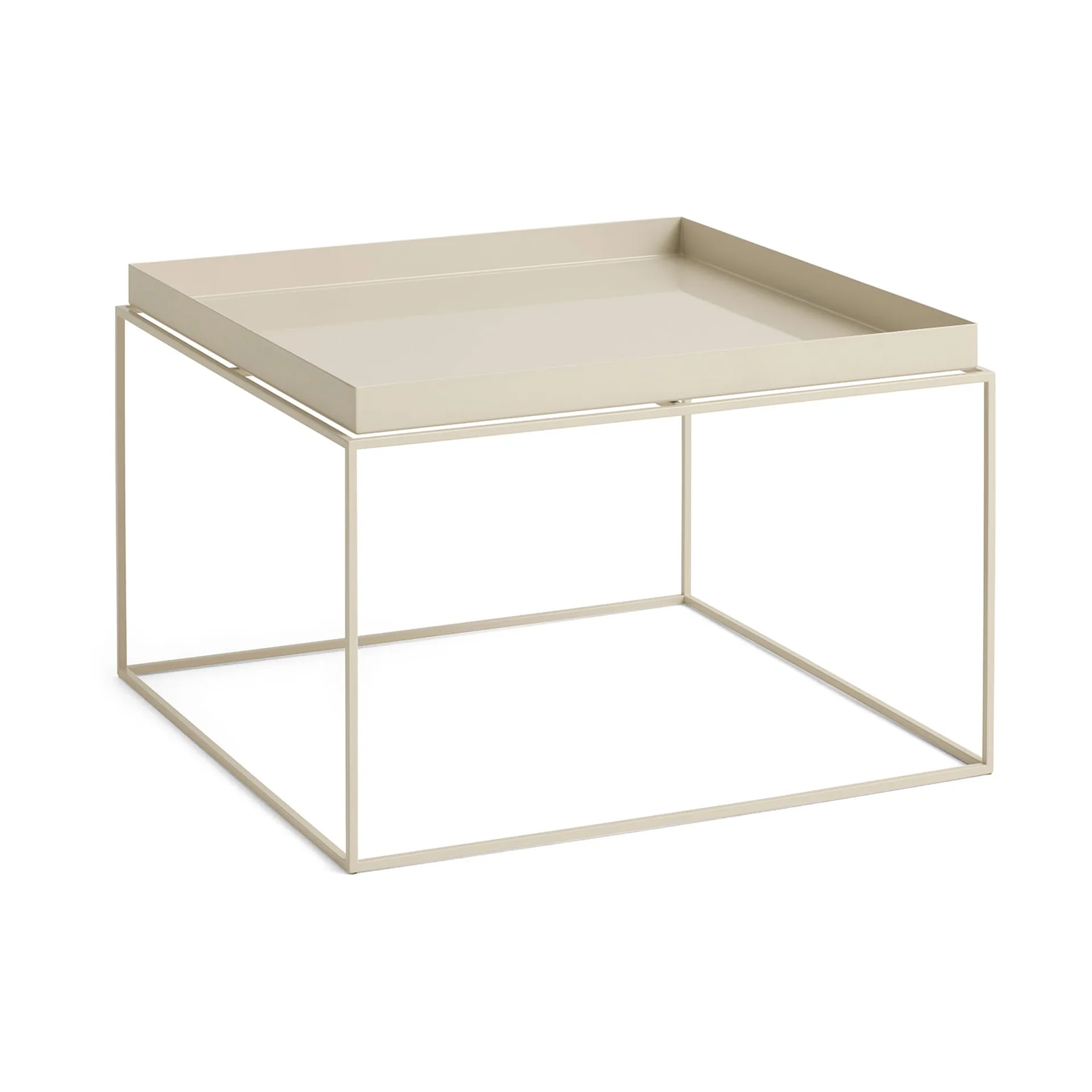 Mesa auxiliar con bandeja Tray Table medium, Warm beige, 60x60x39 cm HAY
