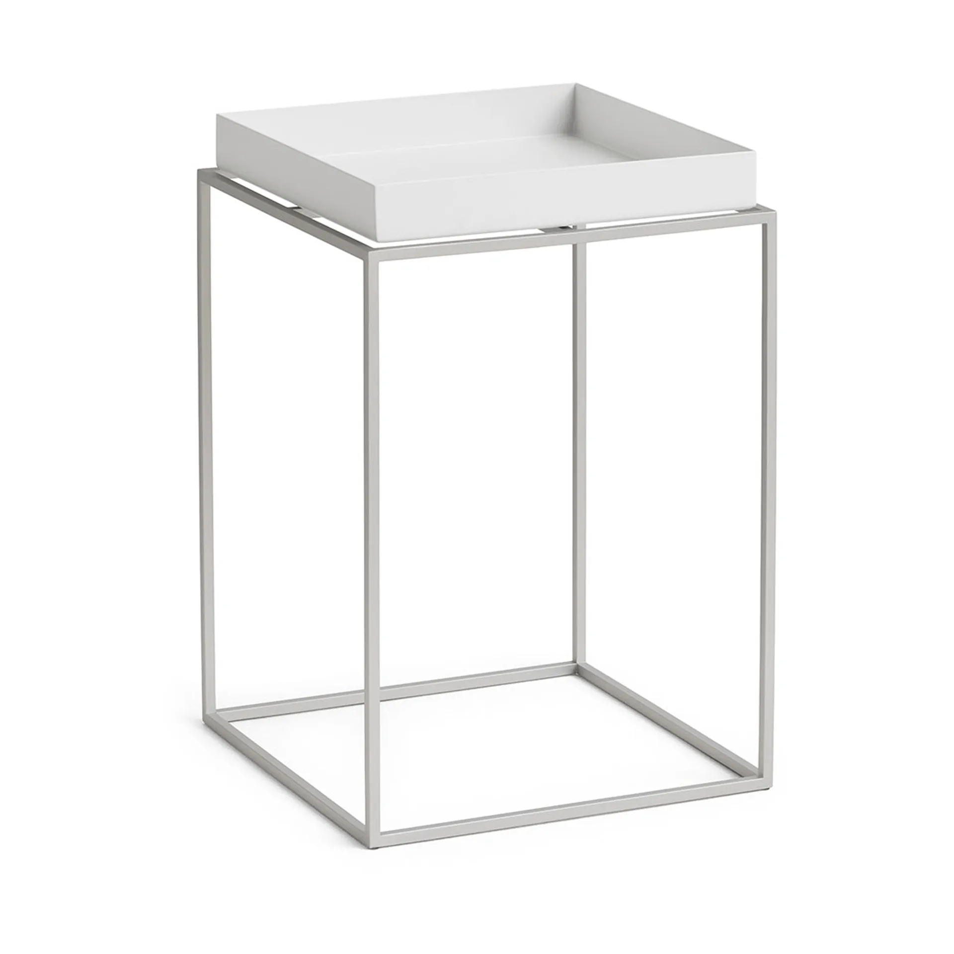 Mesa auxiliar con bandeja Tray Table medium, White-silicona gris, 30x30x44 cm HAY