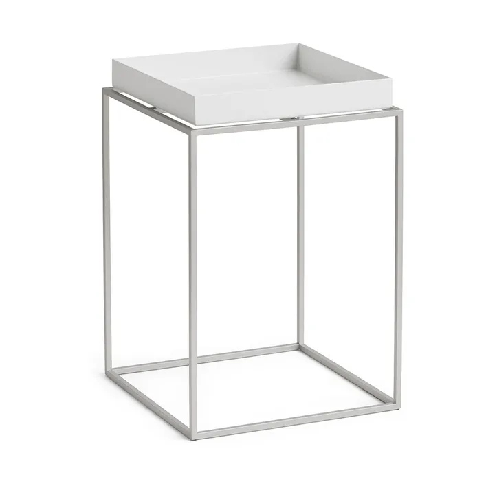 Mesa auxiliar con bandeja Tray Table medium - White-silicona gris, 30x30x44 cm - HAY