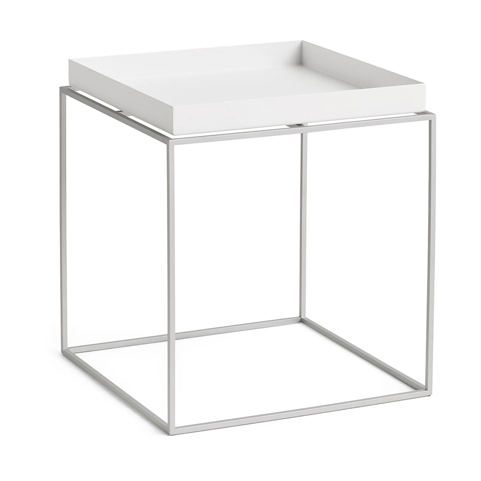 Mesa auxiliar con bandeja Tray Table medium, White-silicona gris, 40x40x44 cm HAY