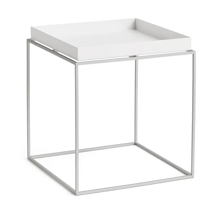 Mesa auxiliar con bandeja Tray Table medium - White-silicona gris, 40x40x44 cm - HAY