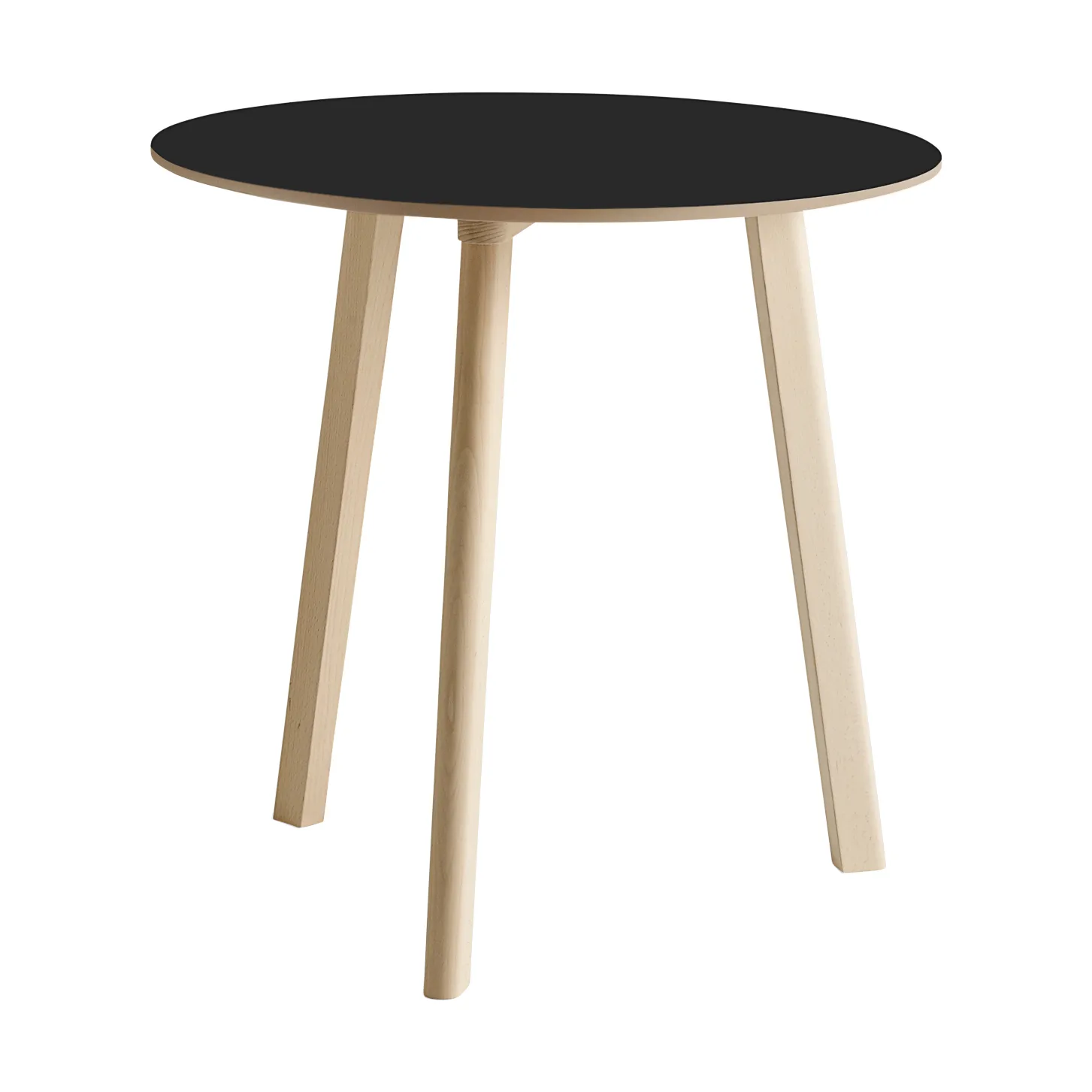 Mesa CPH220 Deux 2.0, Ø75 cm, Black laminate-haya sin tratar HAY