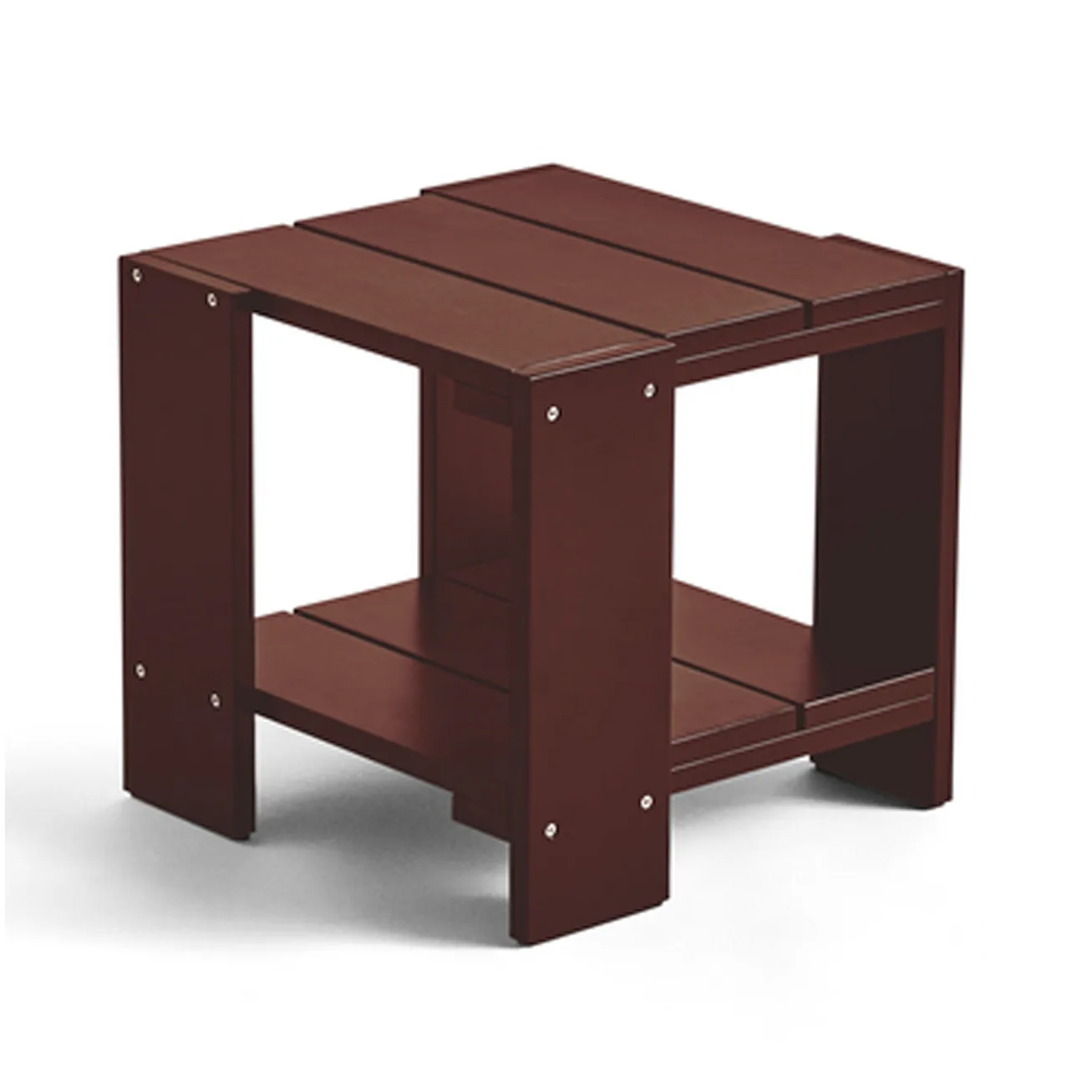 Mesa Crate Side Table 49,5×49,5×45 cm pino lacado, Rojo hierro HAY