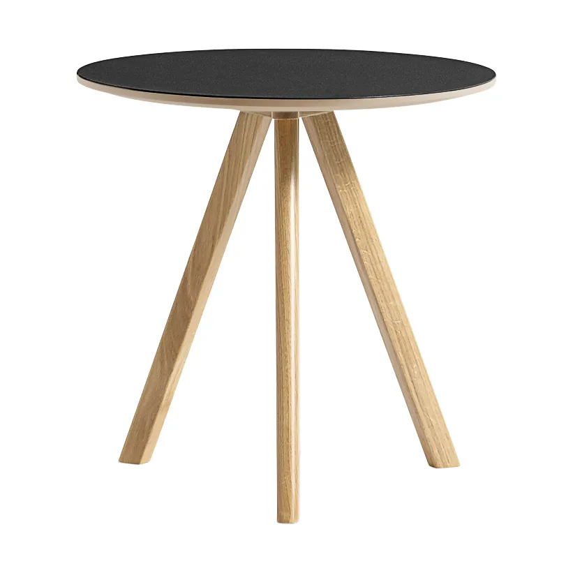 Mesa de centro CPH20 2.0, Ø50 cm, Black linoleum-roble lacado HAY