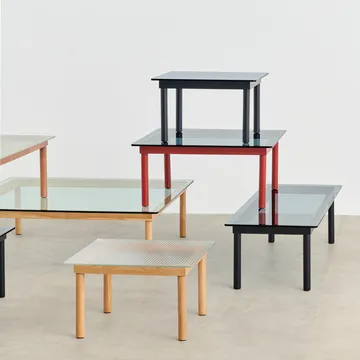 Mesa de centro Kofi - black oak-tapa de cristal-acanalado-100 cm de ancho - HAY